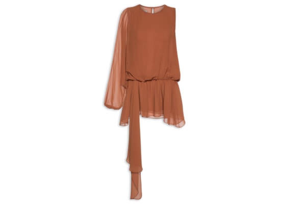 Vestido Curto Em Chiffon - Laranja