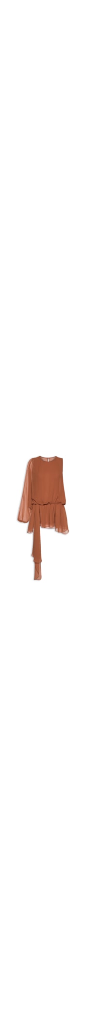 Vestido Curto Em Chiffon - Laranja
