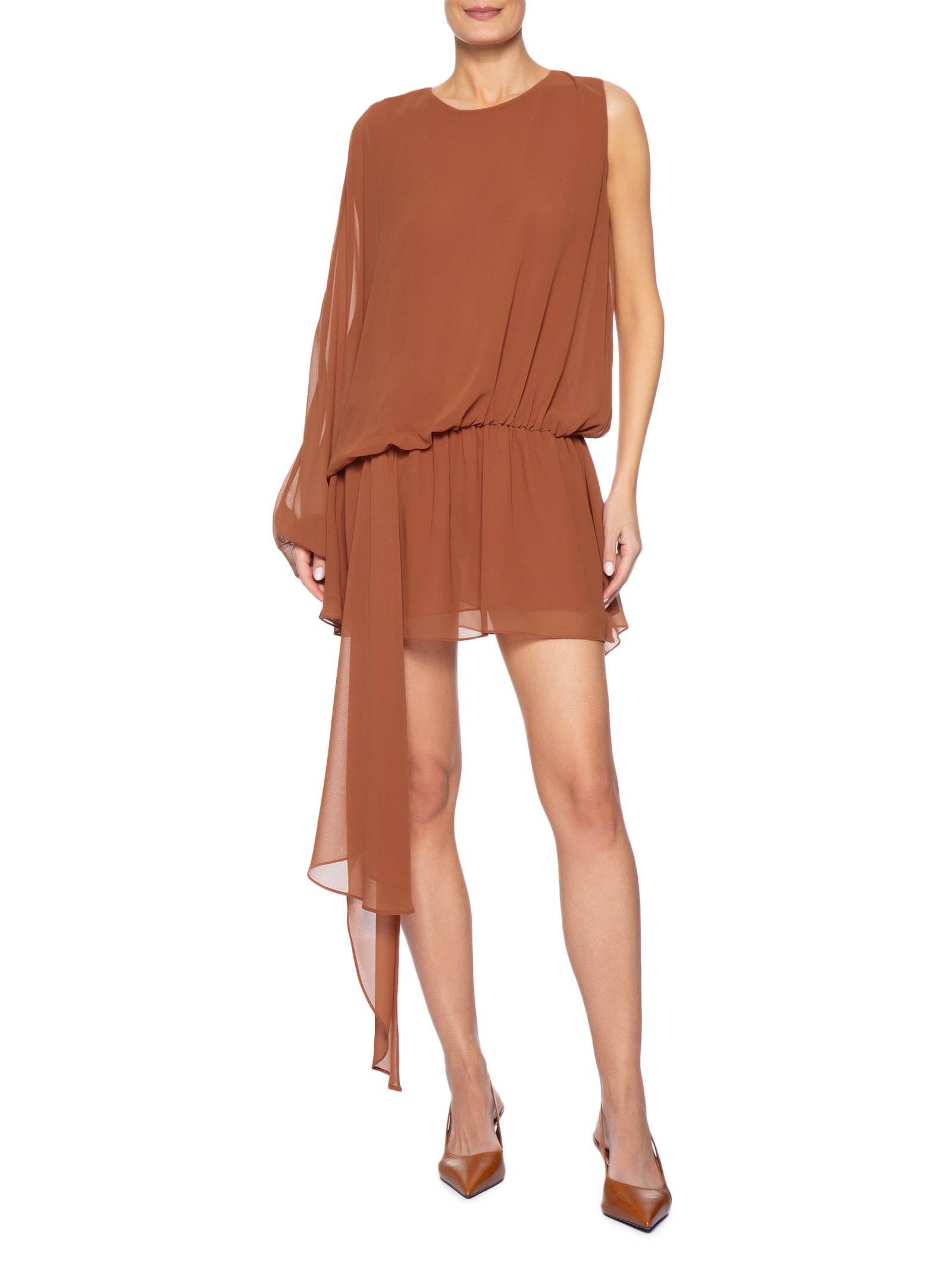 Vestido Curto Em Chiffon Laranja '2Essential