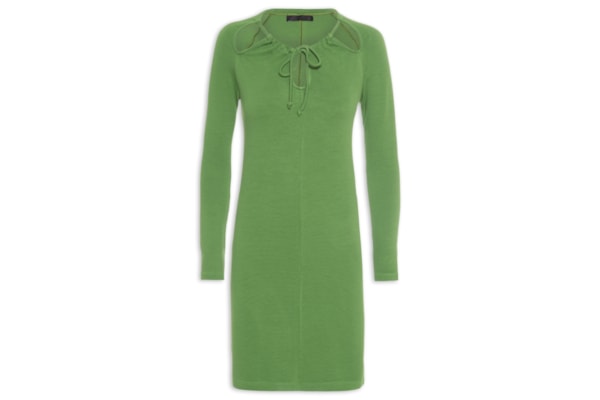 Vestido Curto em Malha Manga Longa - Verde