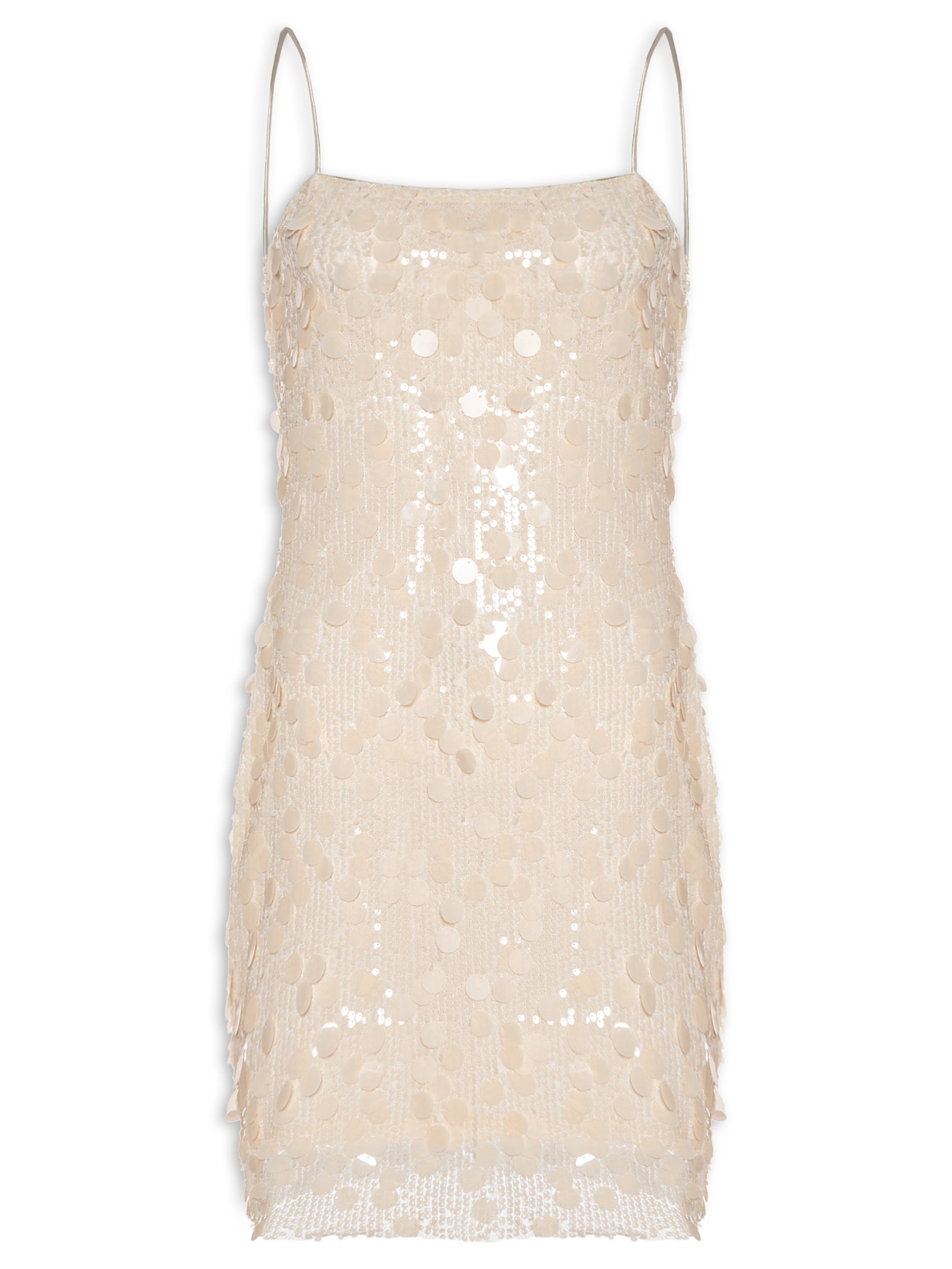 Vestido Curto Em Paetê Bege Market 33