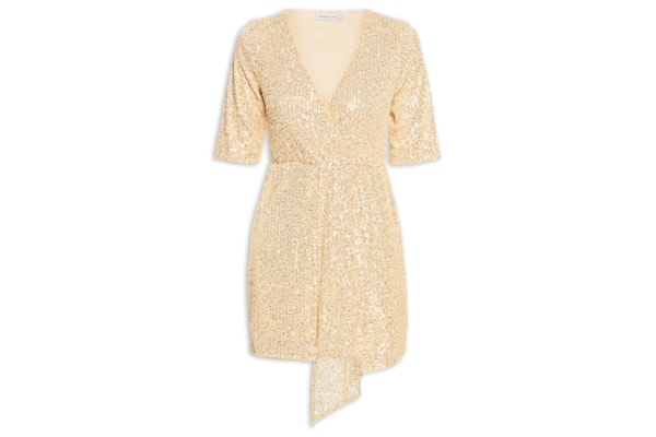 Vestido Curto Em Paetê - Dourado
