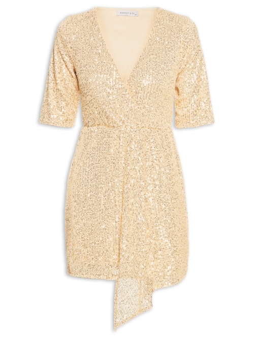 Vestido Curto Em Paetê – Dourado