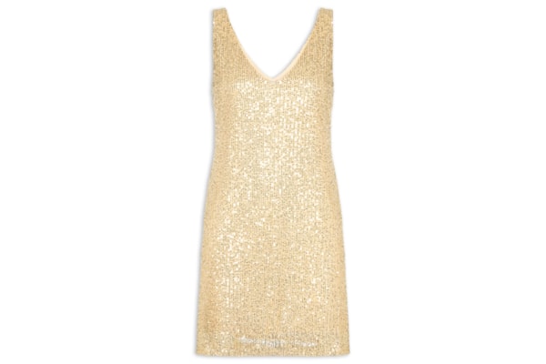 Vestido Curto Em Paetê - Dourado