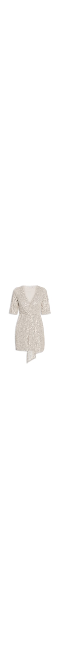 Vestido Curto Em Paetê - Prateado