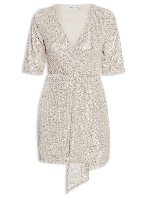Vestido Curto Em Paetê – Prateado