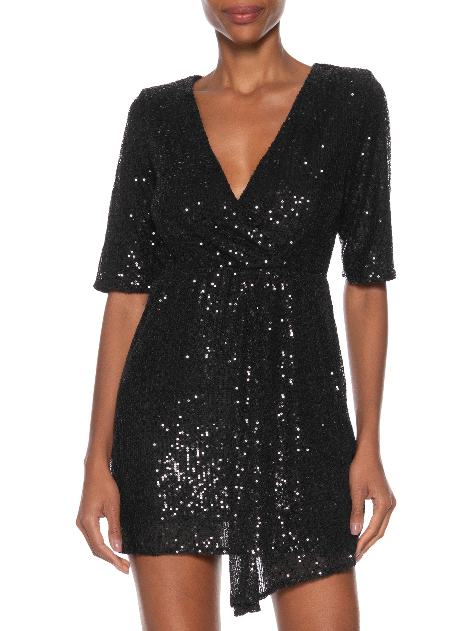 Vestido Curto Em Paetê Preto Market 33