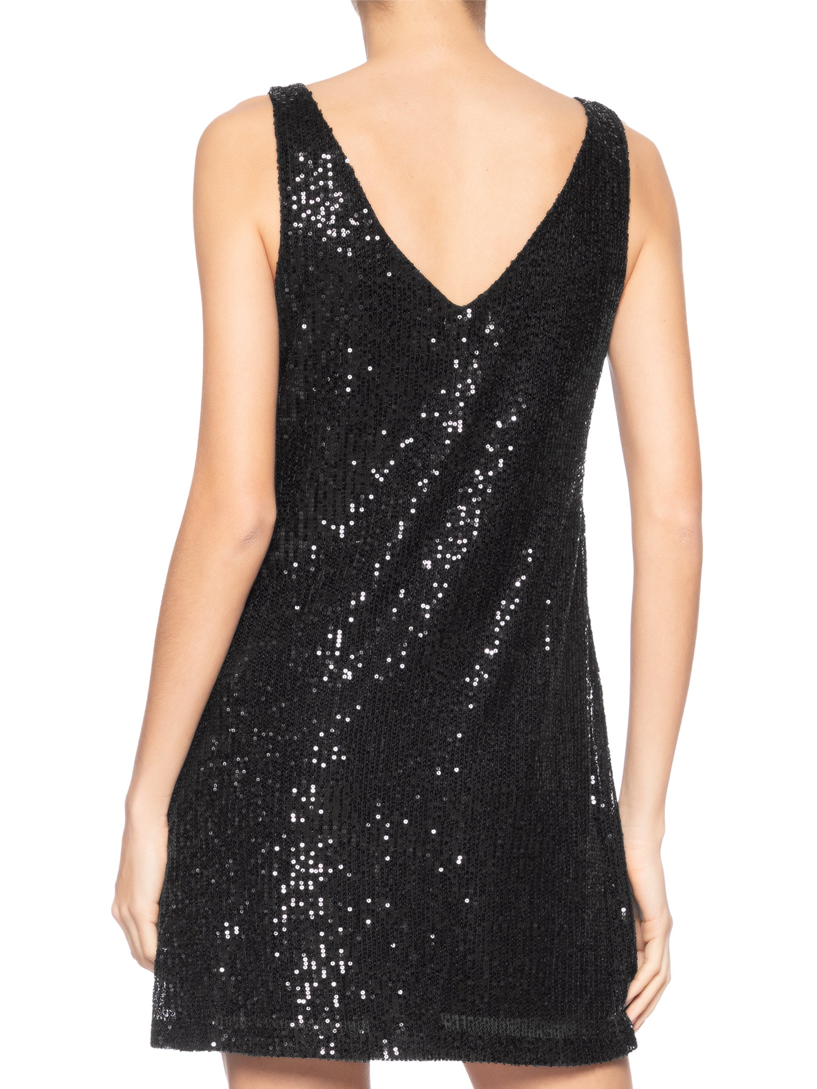Vestido Curto Em Paetê Preto Market 33