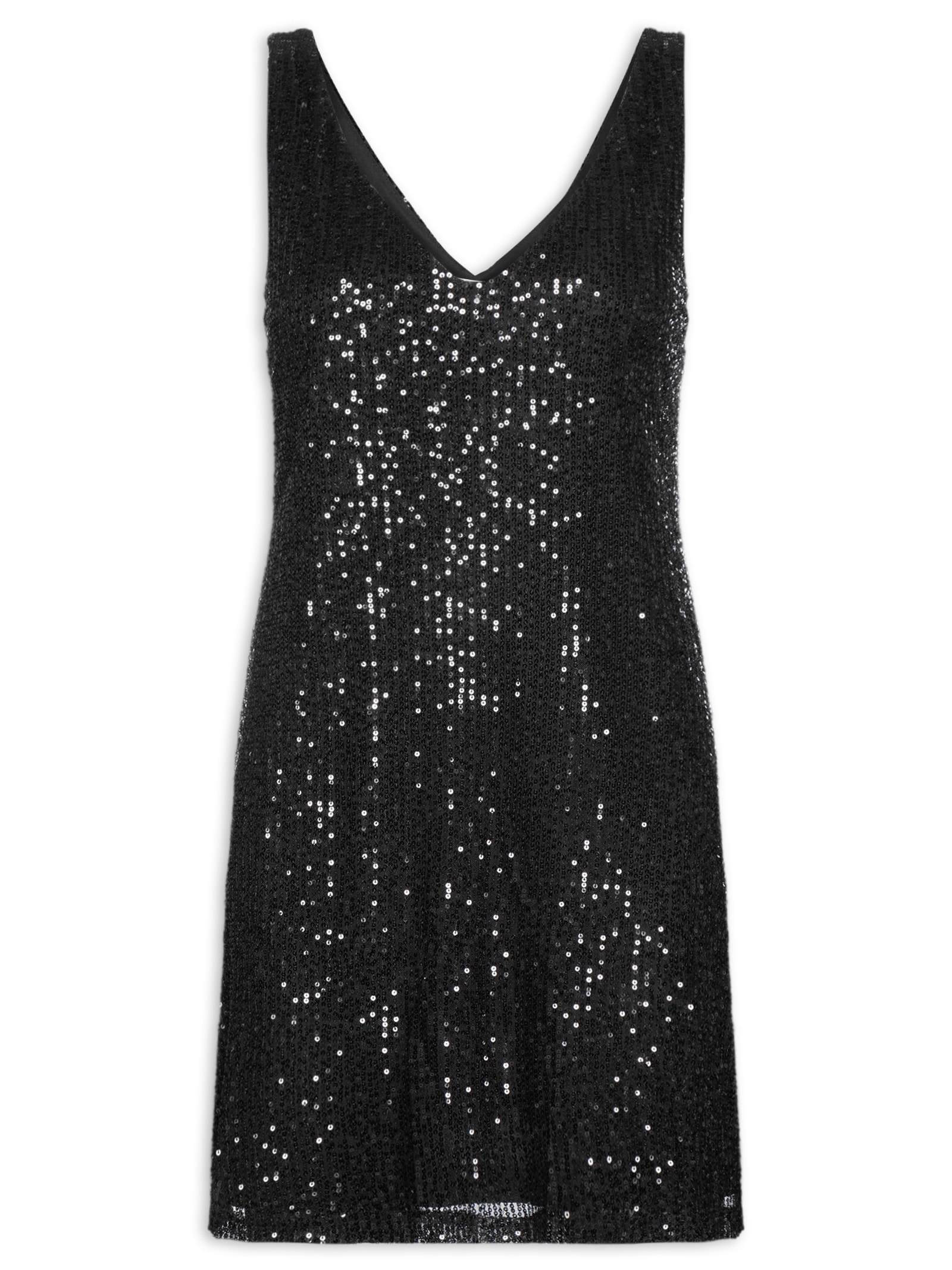Vestido Curto Em Paetê Preto Market 33