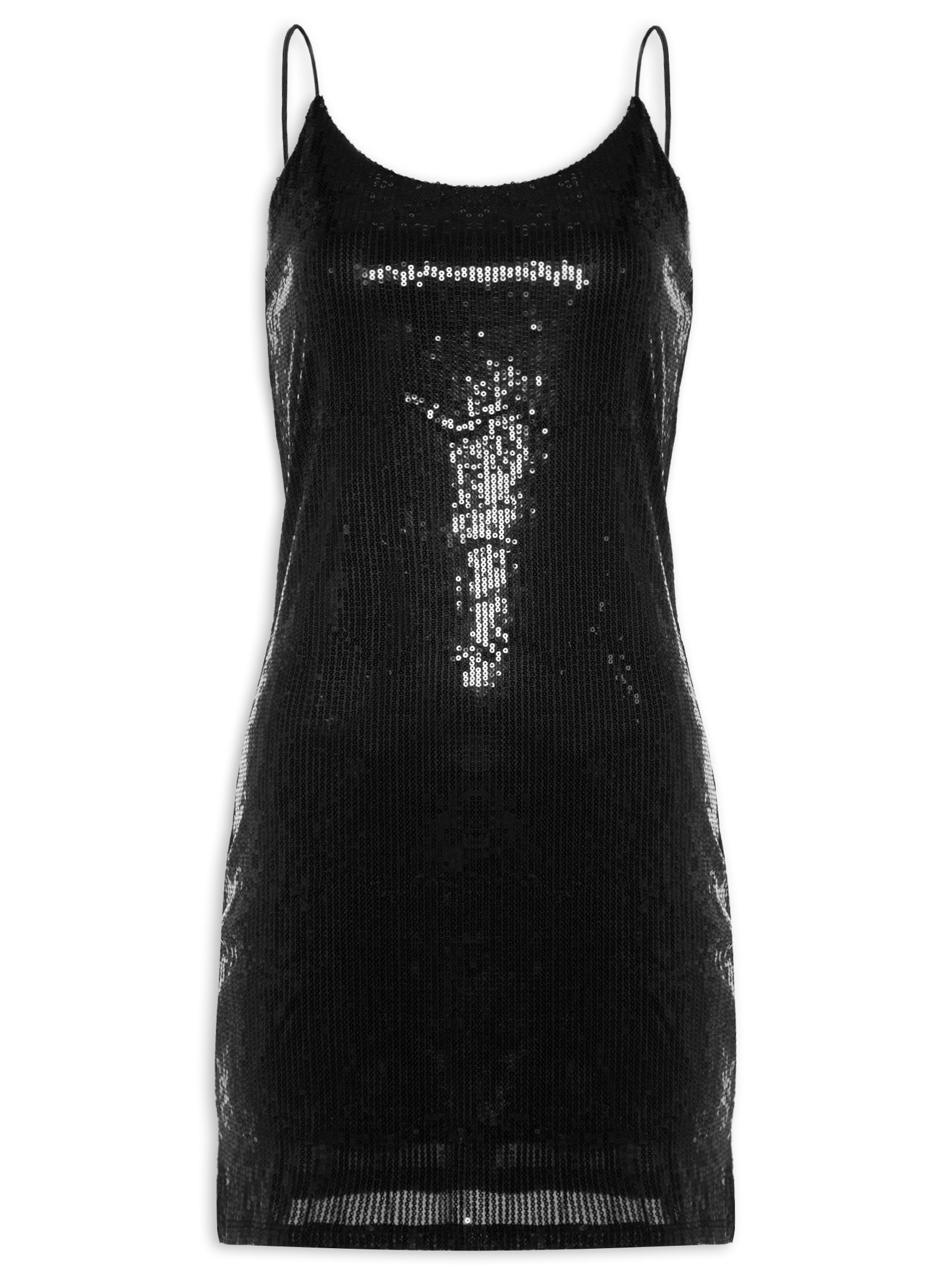 Vestido Curto em Paetê Preto Market 33