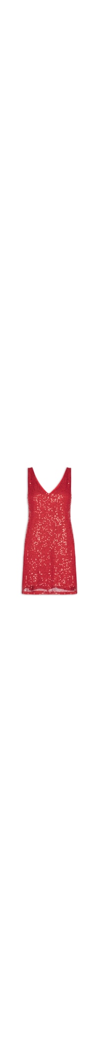 Vestido Curto Em Paetê - Vermelho