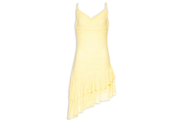 Vestido Curto Em Renda - Amarelo