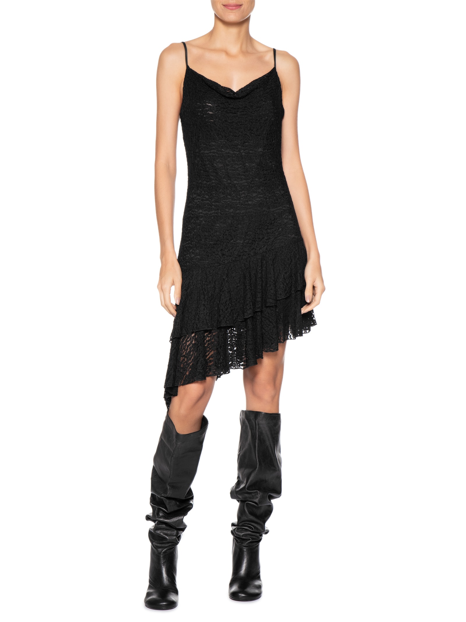 Vestido Curto Em Renda Preto Market 33