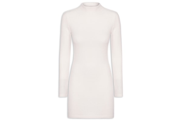 Vestido Curto Em Tricot - Off White