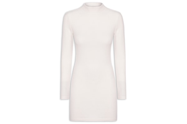 Vestido Curto Em Tricot - Off White