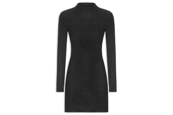 Vestido Curto Em Tricot - Preto