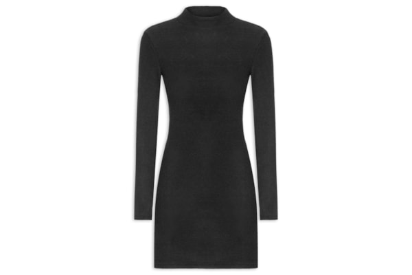 Vestido Curto Em Tricot - Preto