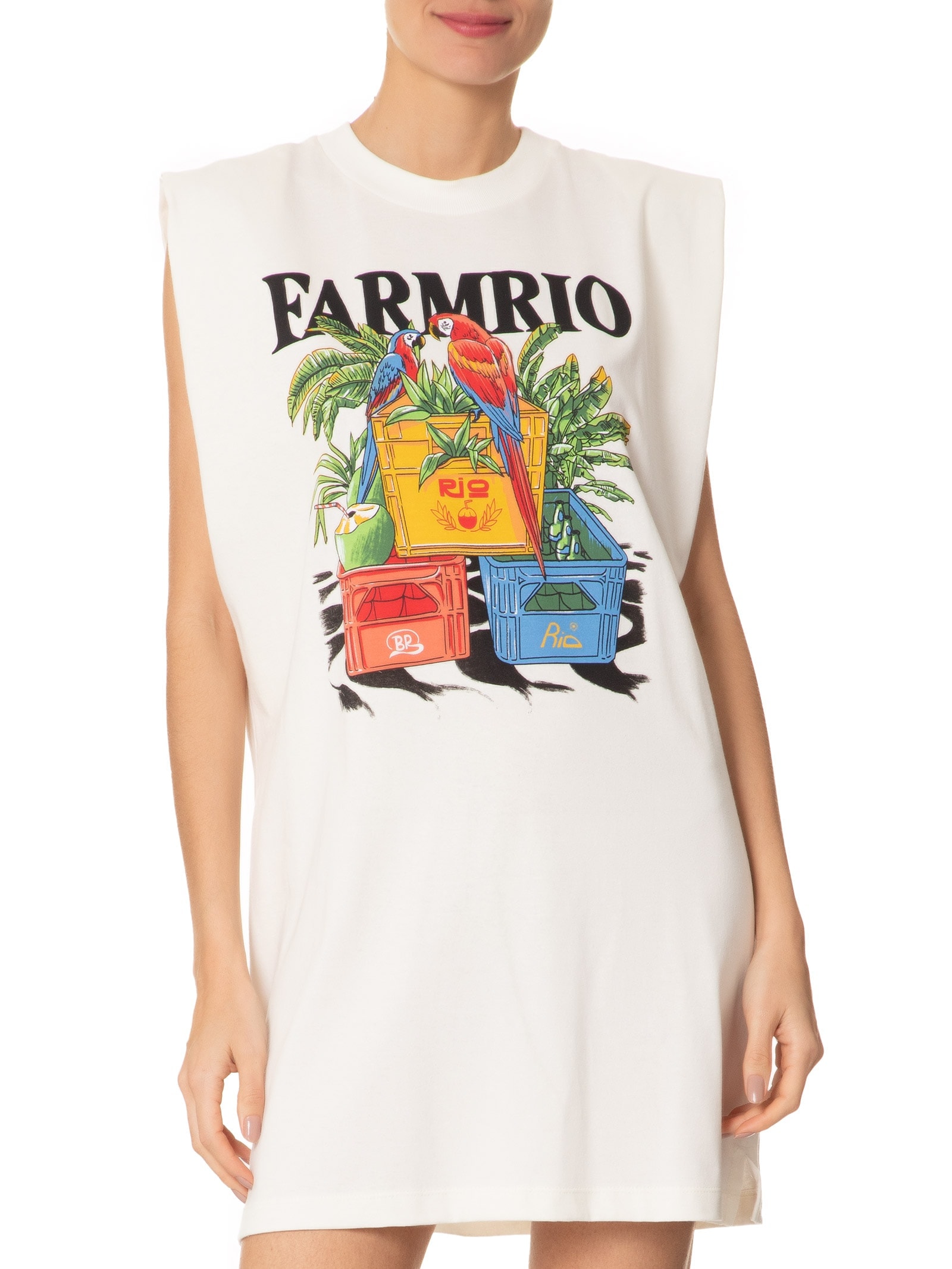 Vestido Curto Engradados Branco Farm