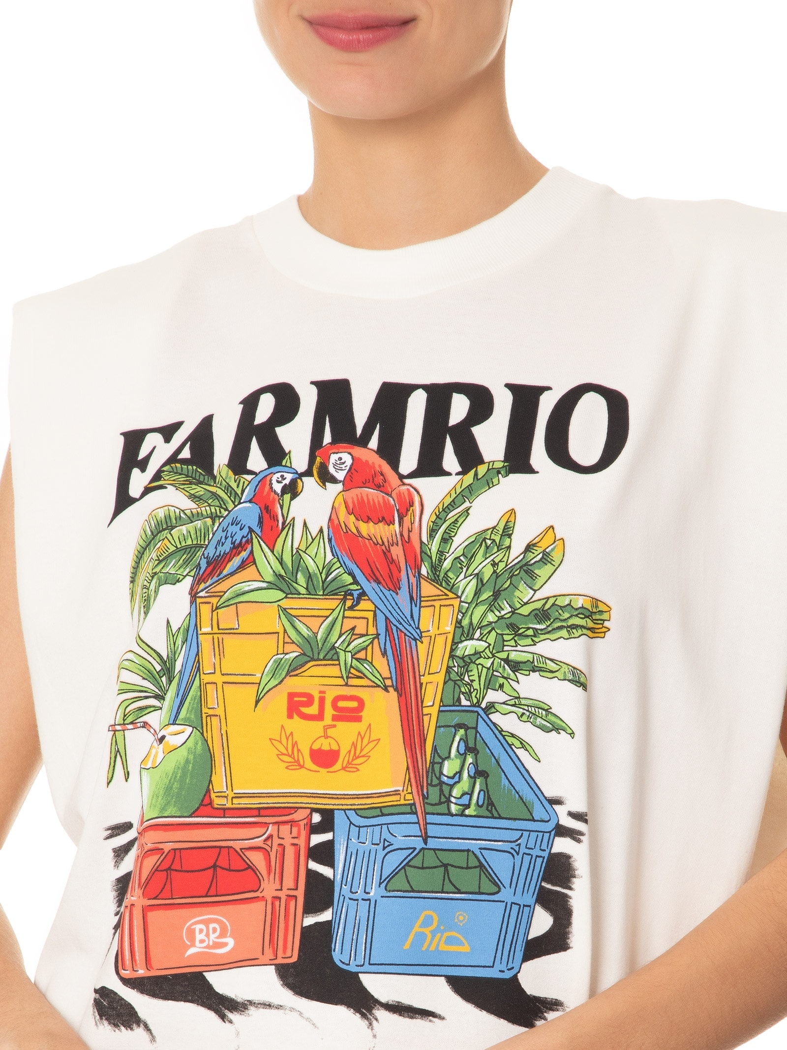 Vestido Curto Engradados Branco Farm