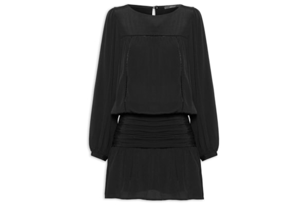 Vestido Curto Entremeio Pala - Preto