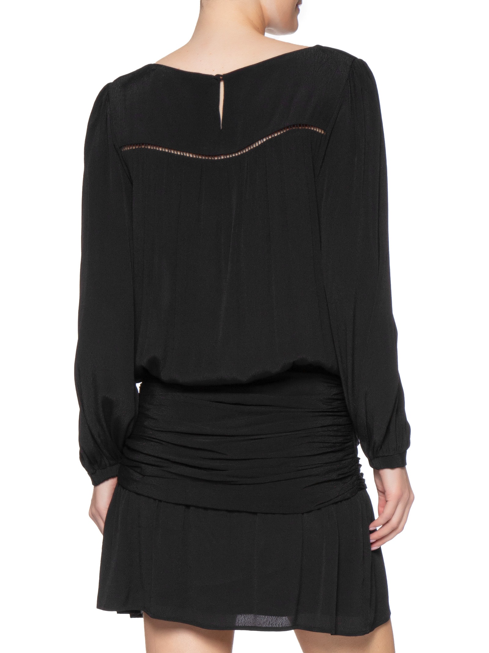 Vestido Curto Entremeio Pala Preto Maria Filó