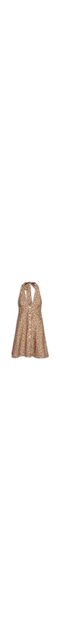Vestido Curto Enviesado Onça Flor - Marrom