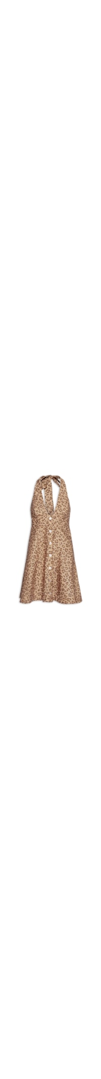 Vestido Curto Enviesado Onça Flor - Marrom