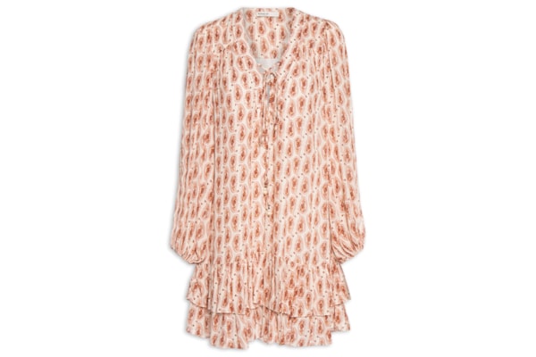 Vestido Curto Estampa Beira Mar - Bege