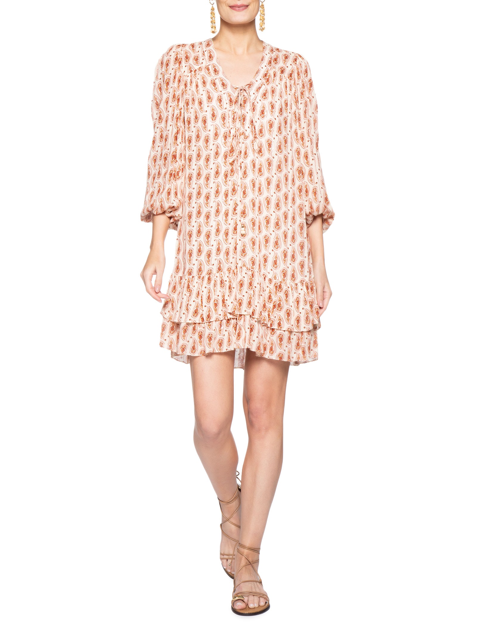 Vestido Curto Estampa Beira Mar Bege Dress To