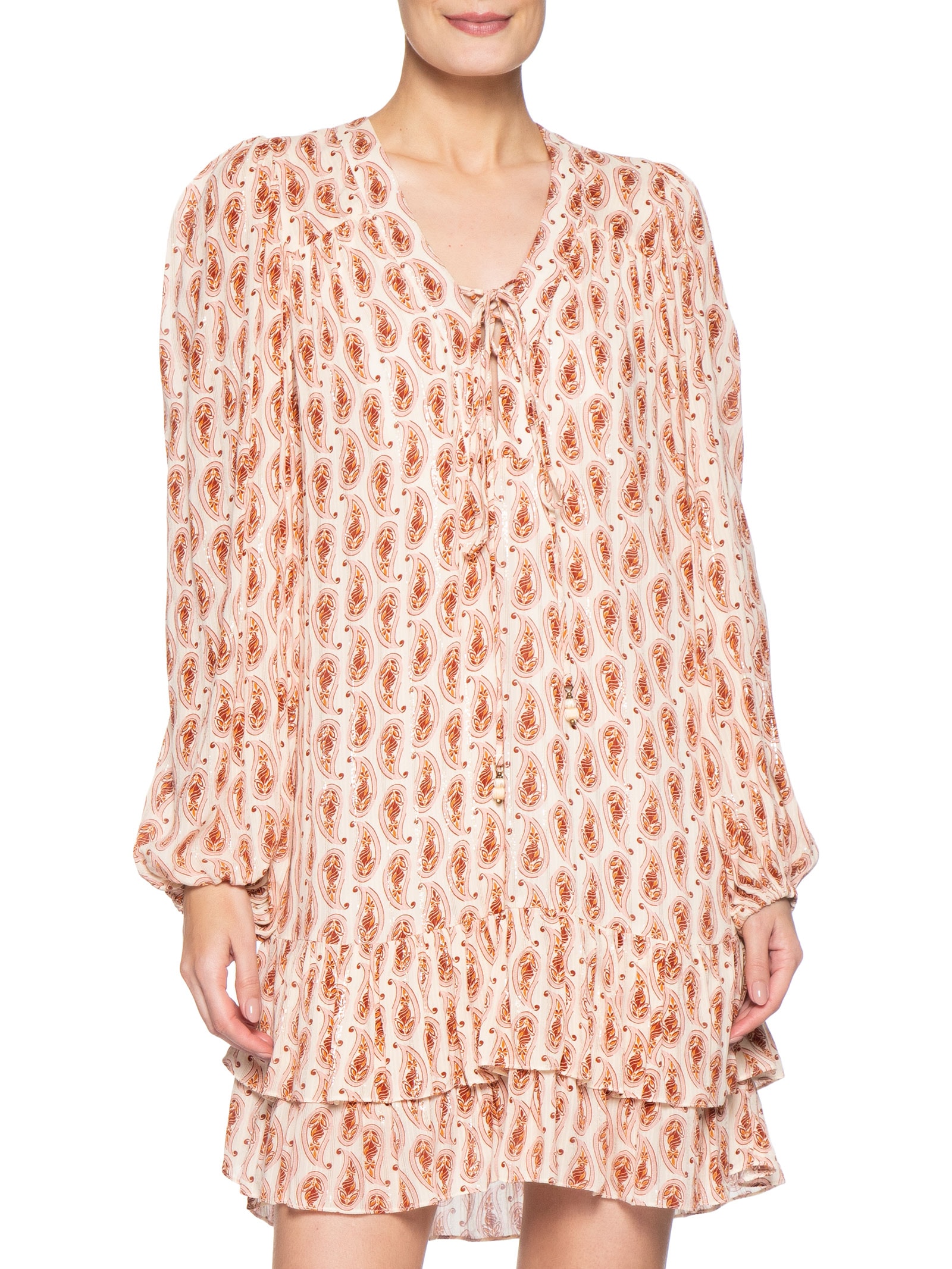 Vestido Curto Estampa Beira Mar Bege Dress To