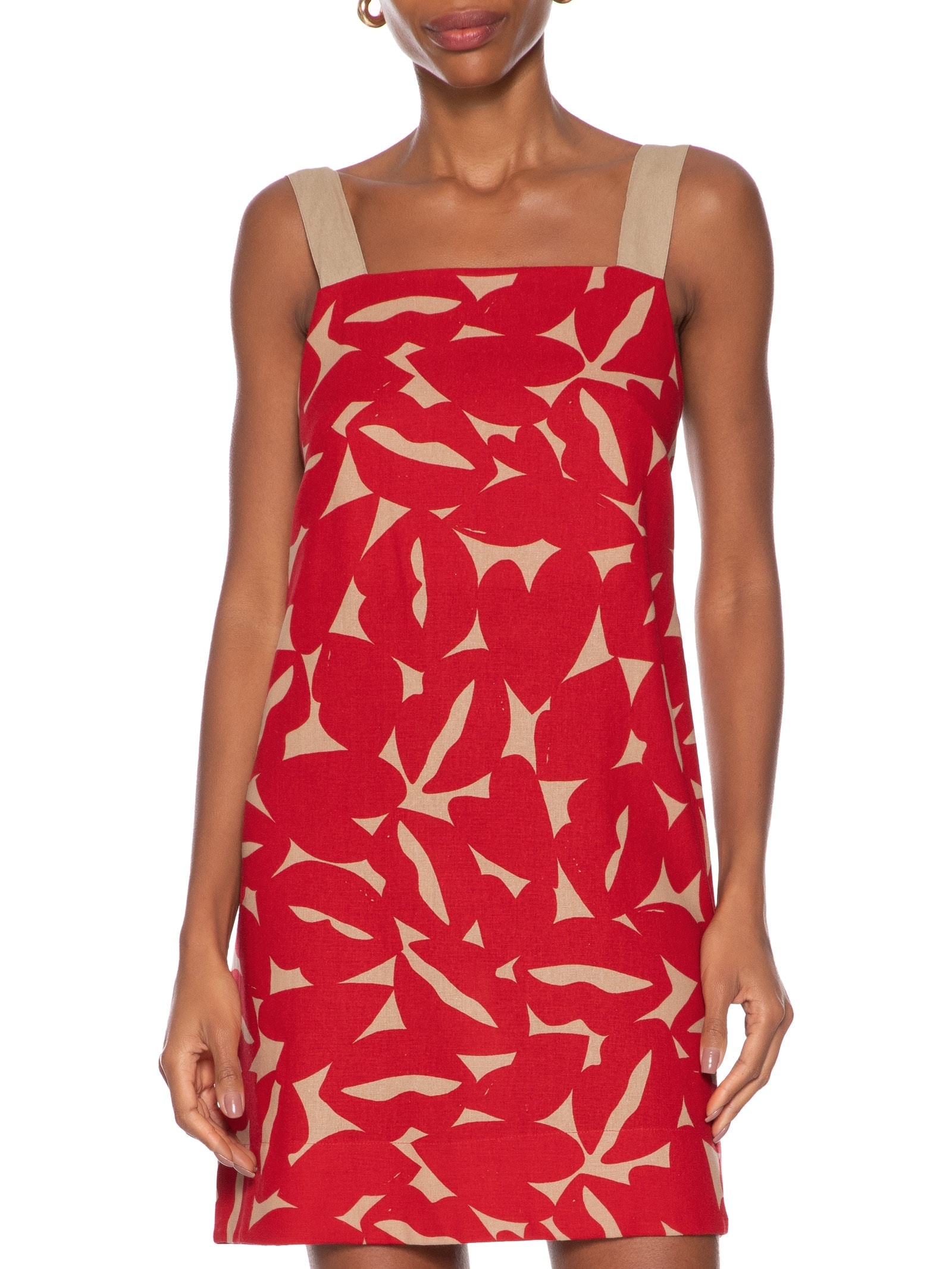 Vestido Curto Estampa Bisous Vermelho Cantão
