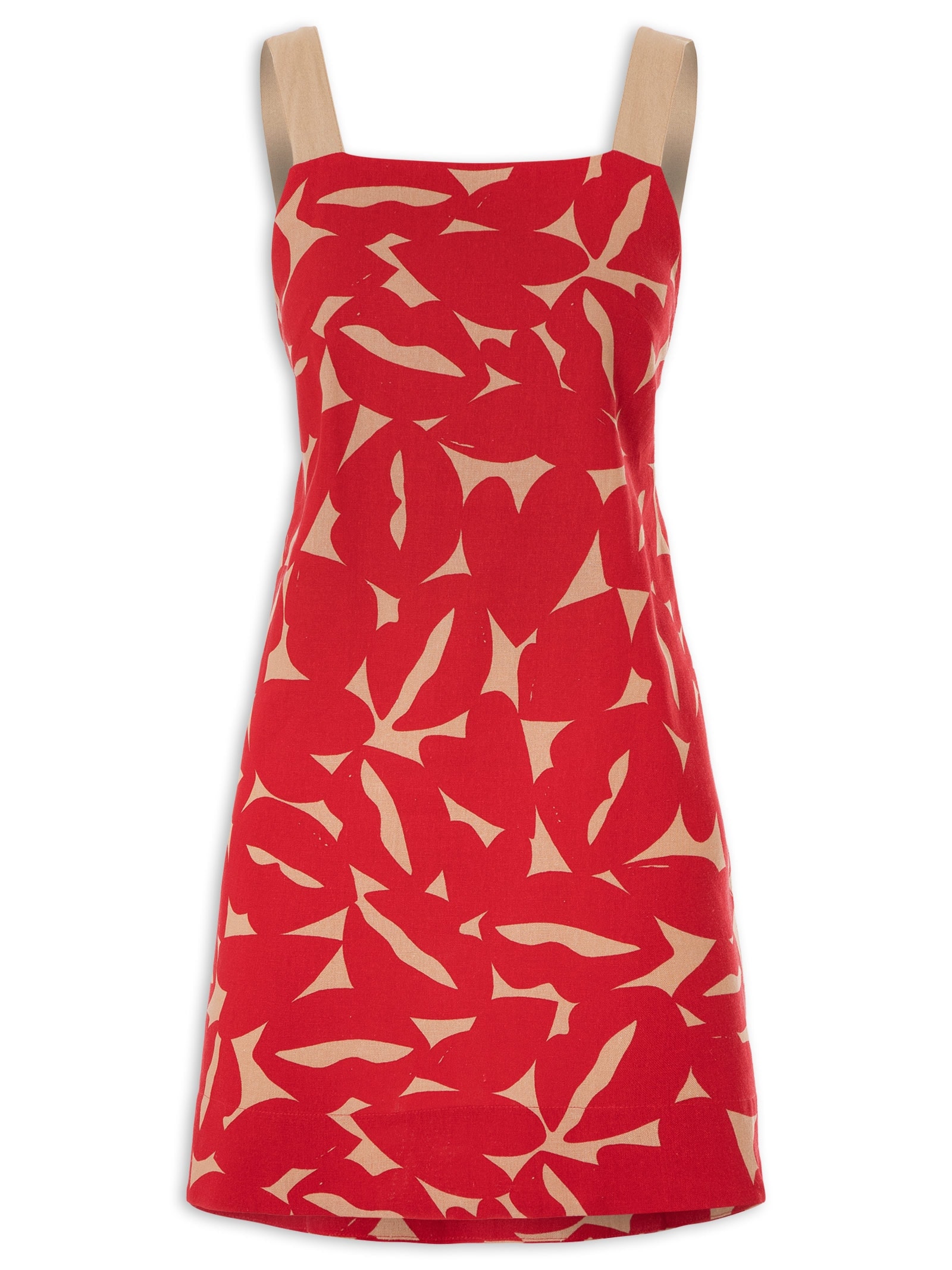 Vestido Curto Estampa Bisous Vermelho Cantão