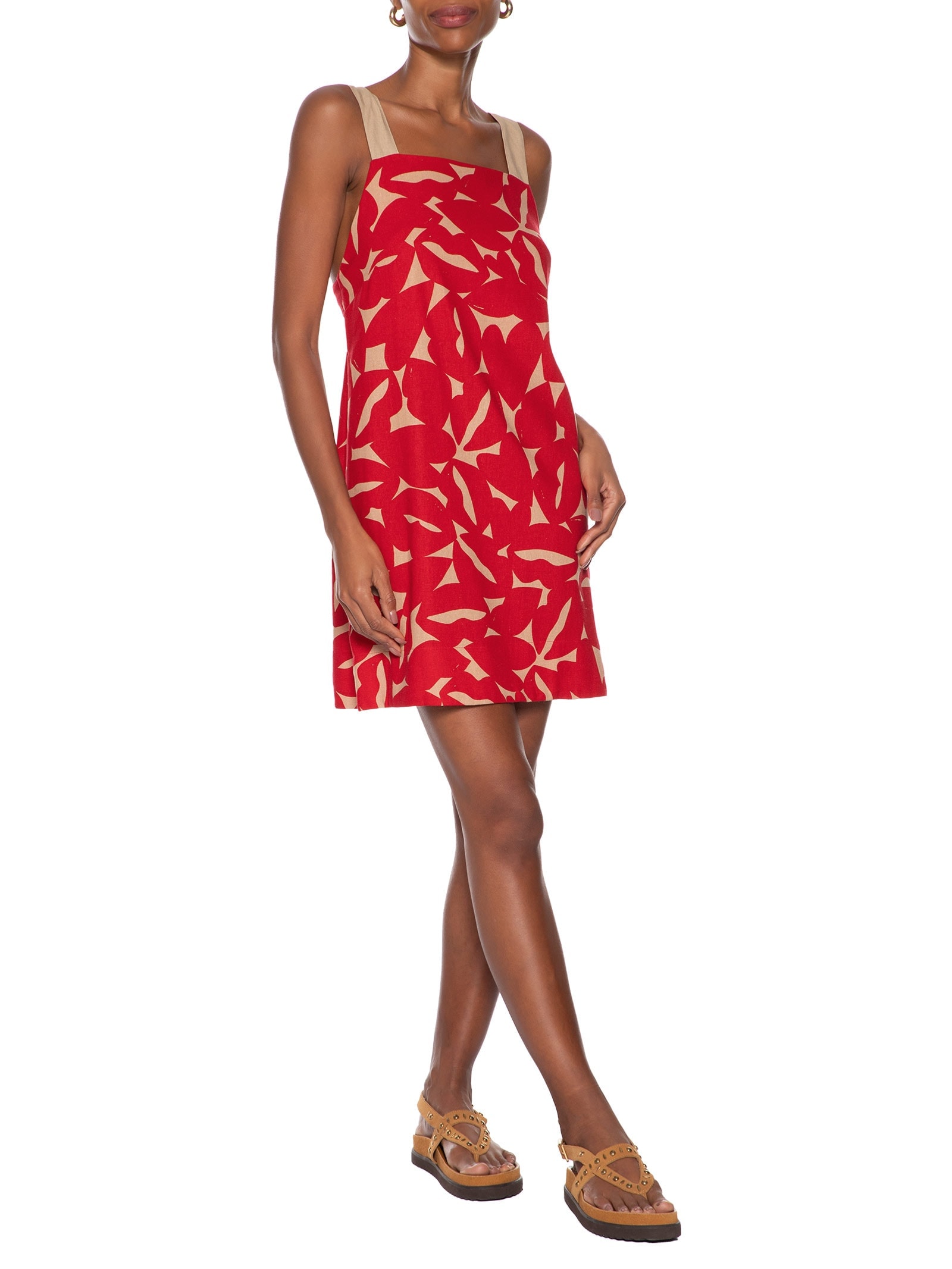 Vestido Curto Estampa Bisous Vermelho Cantão