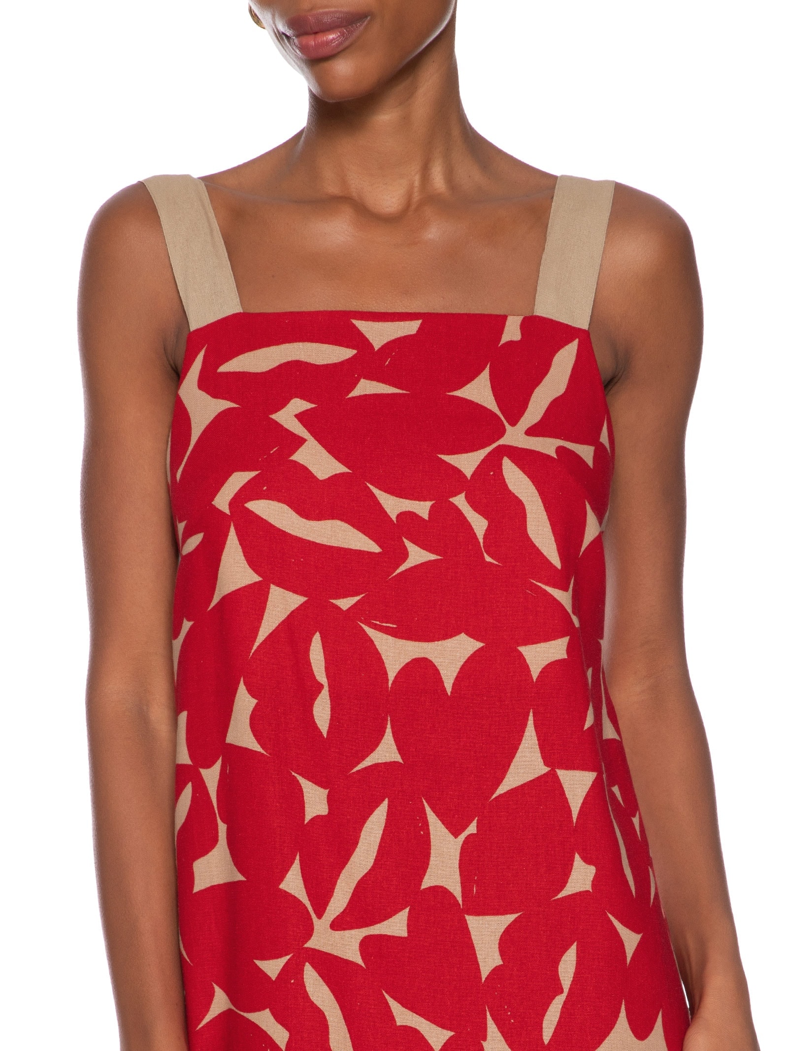 Vestido Curto Estampa Bisous Vermelho Cantão