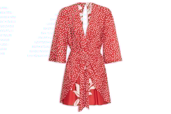 Vestido Curto Estampa Encanto Floral - Vermelho