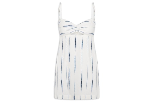 Vestido Curto Estampa Listra Tie Dye - Branco