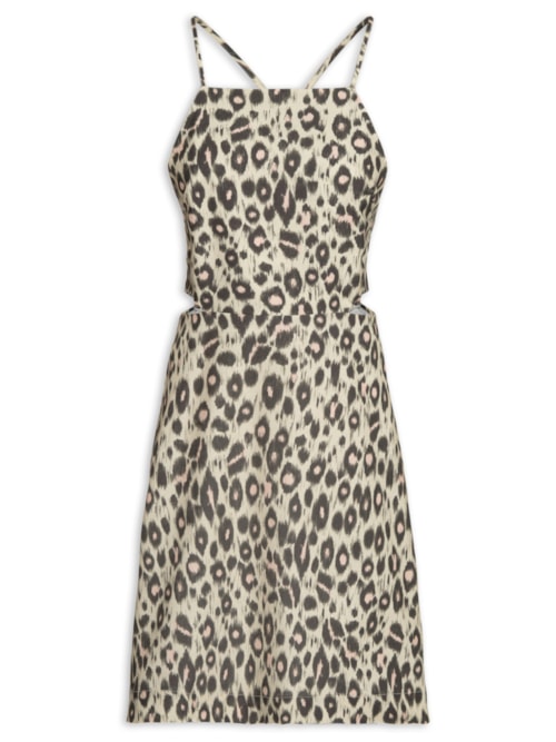 Vestido Curto Estampa Onça Ikat Whitecap - Animal Print