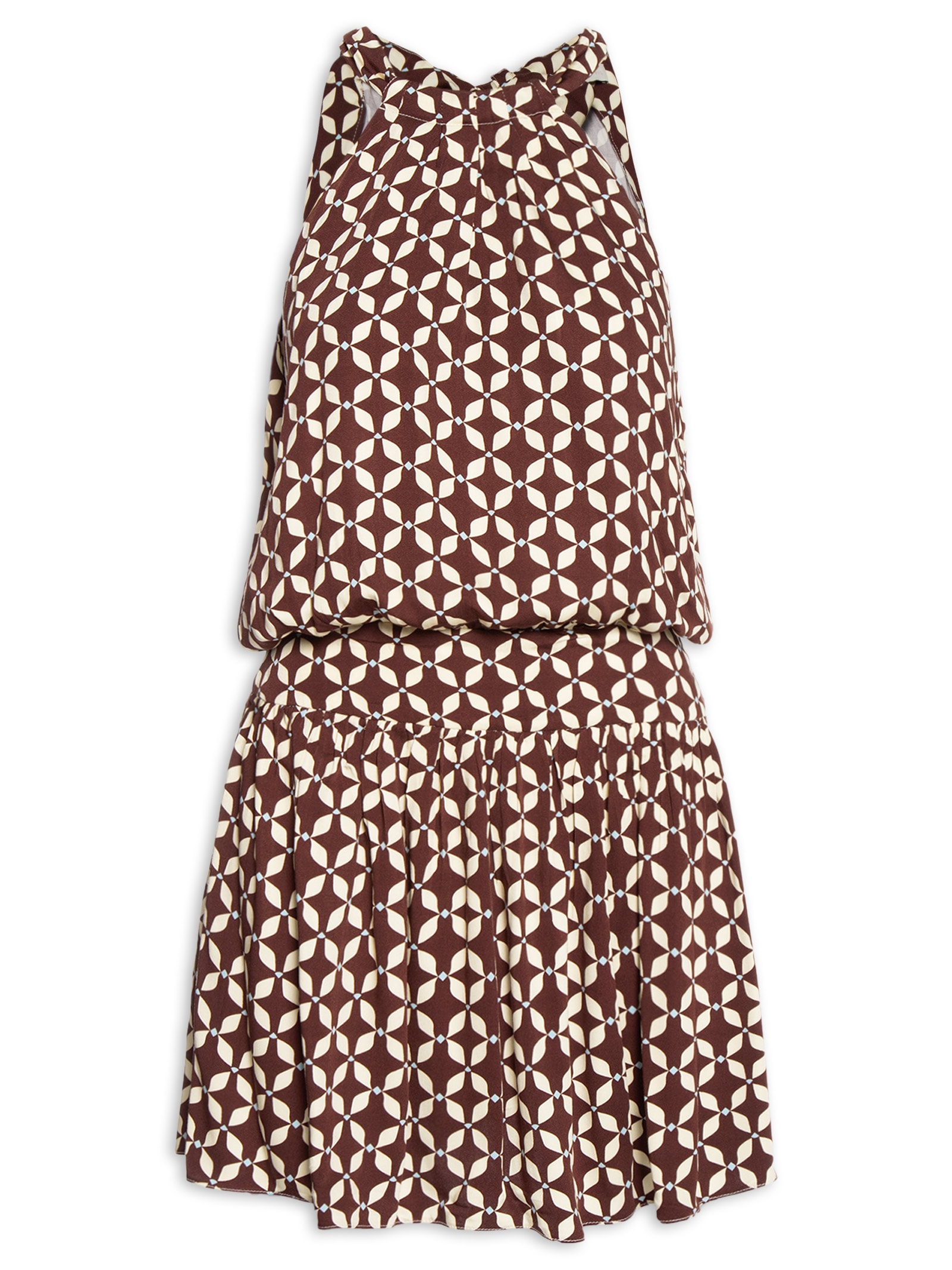 Vestido Curto Estampa Peixito Marrom Dress To