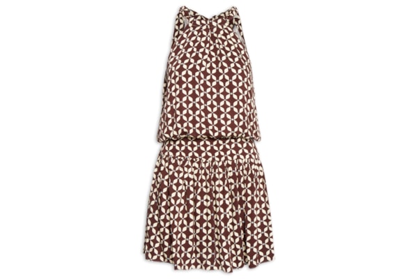 Vestido Curto Estampa Peixito - Marrom