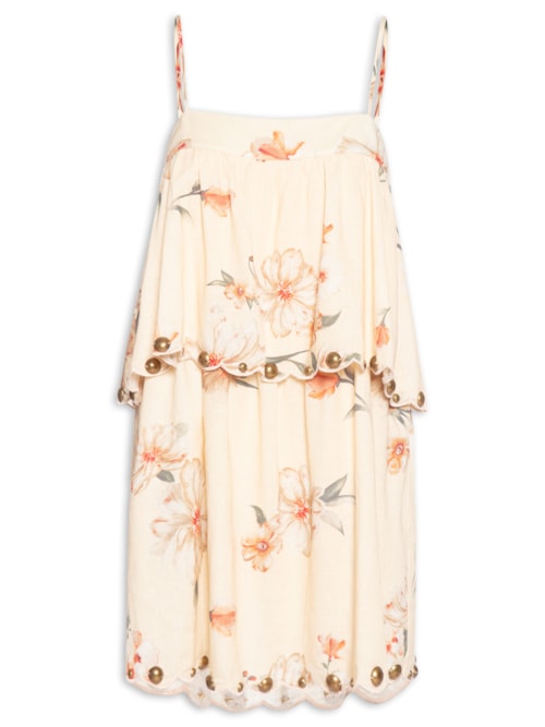 Vestido Curto Estampa Poppy – Amarelo