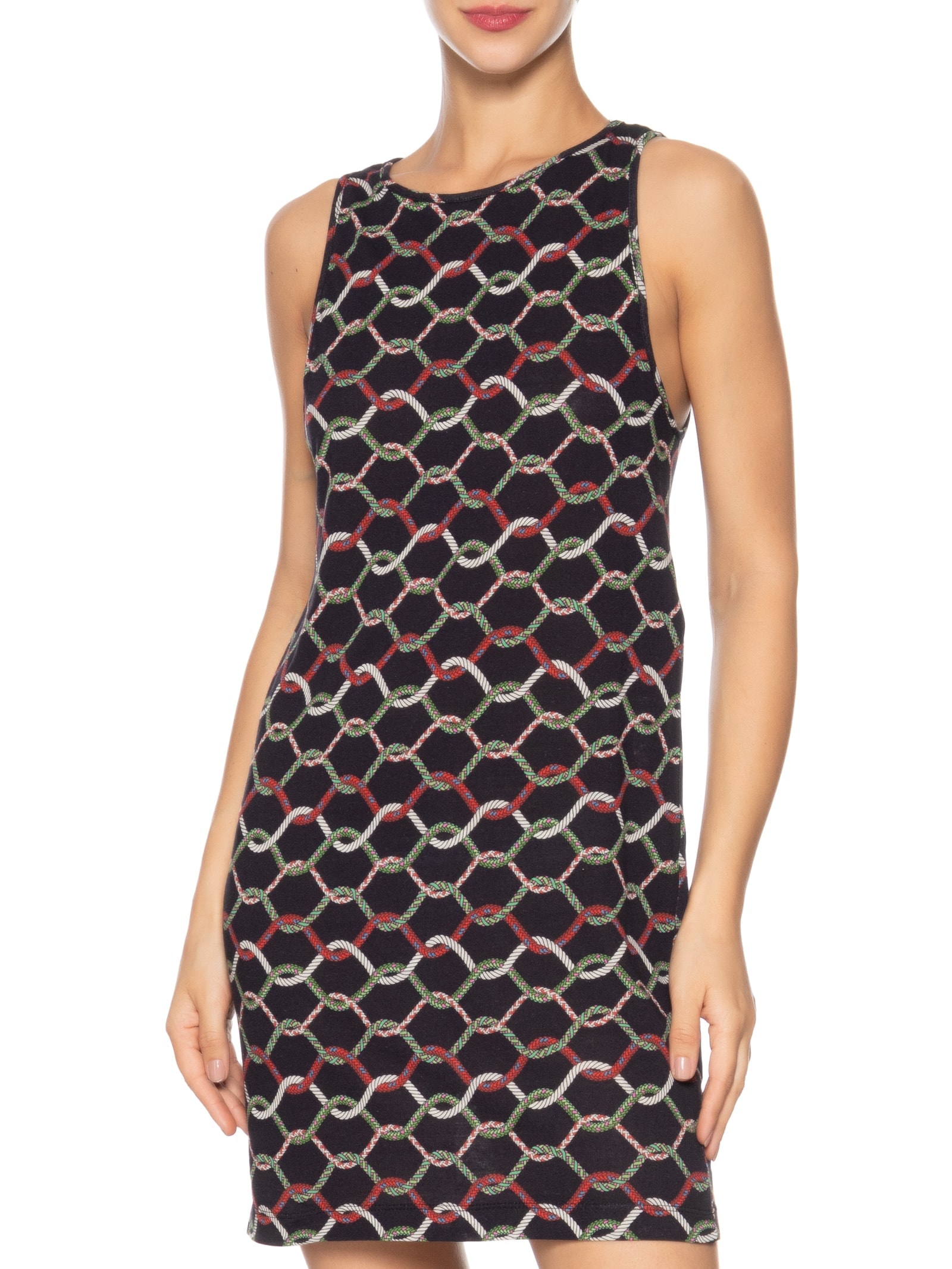 Vestido Curto Estampa Preto Osklen