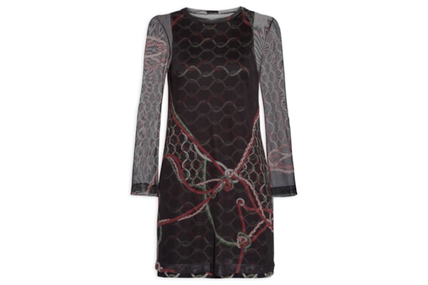 Vestido Curto Estampa - Preto