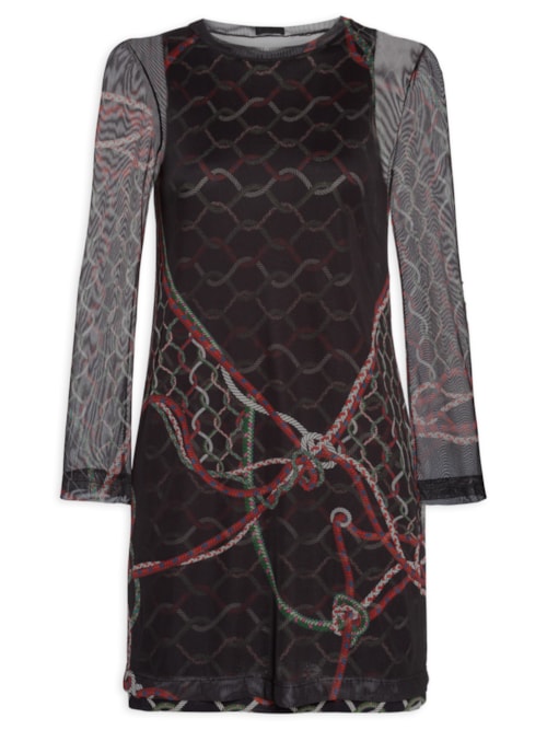 Vestido Curto Estampa – Preto