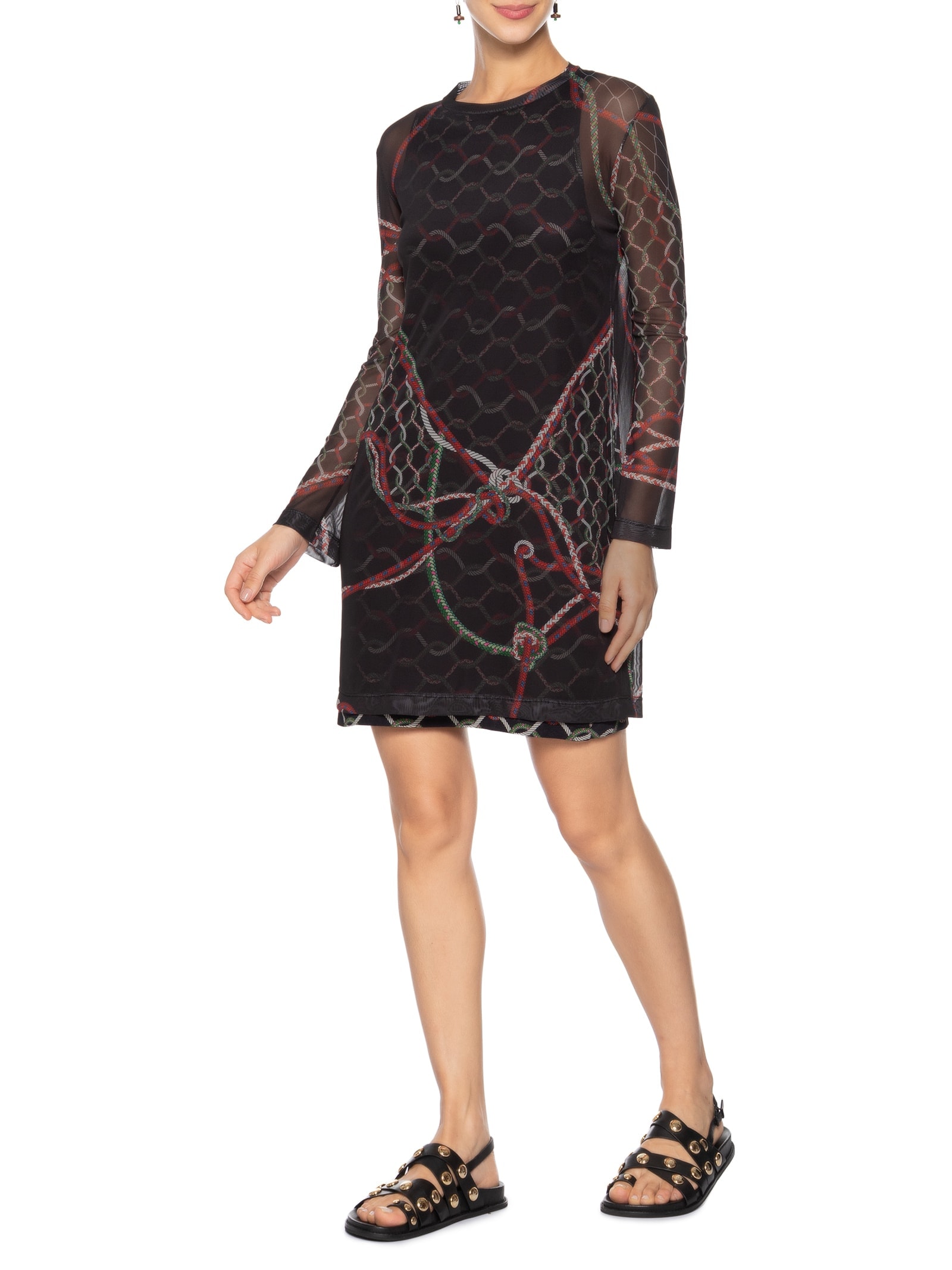 Vestido Curto Estampa Preto Osklen