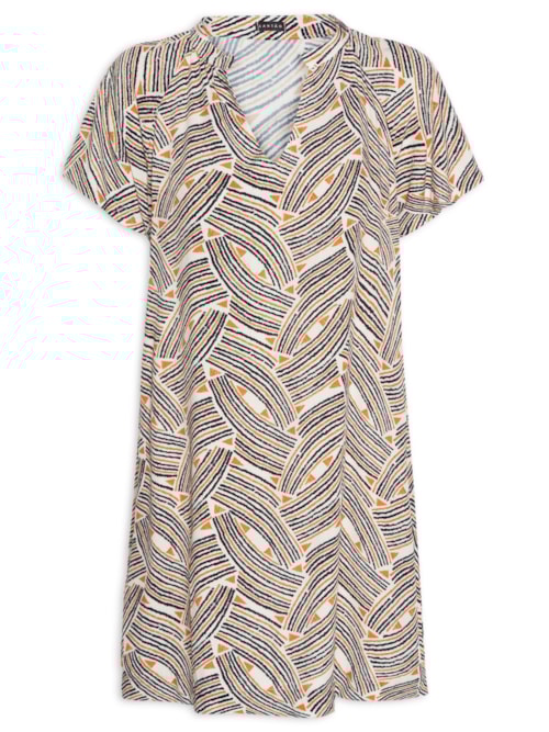 Vestido Curto Estampa Trancados - Branco