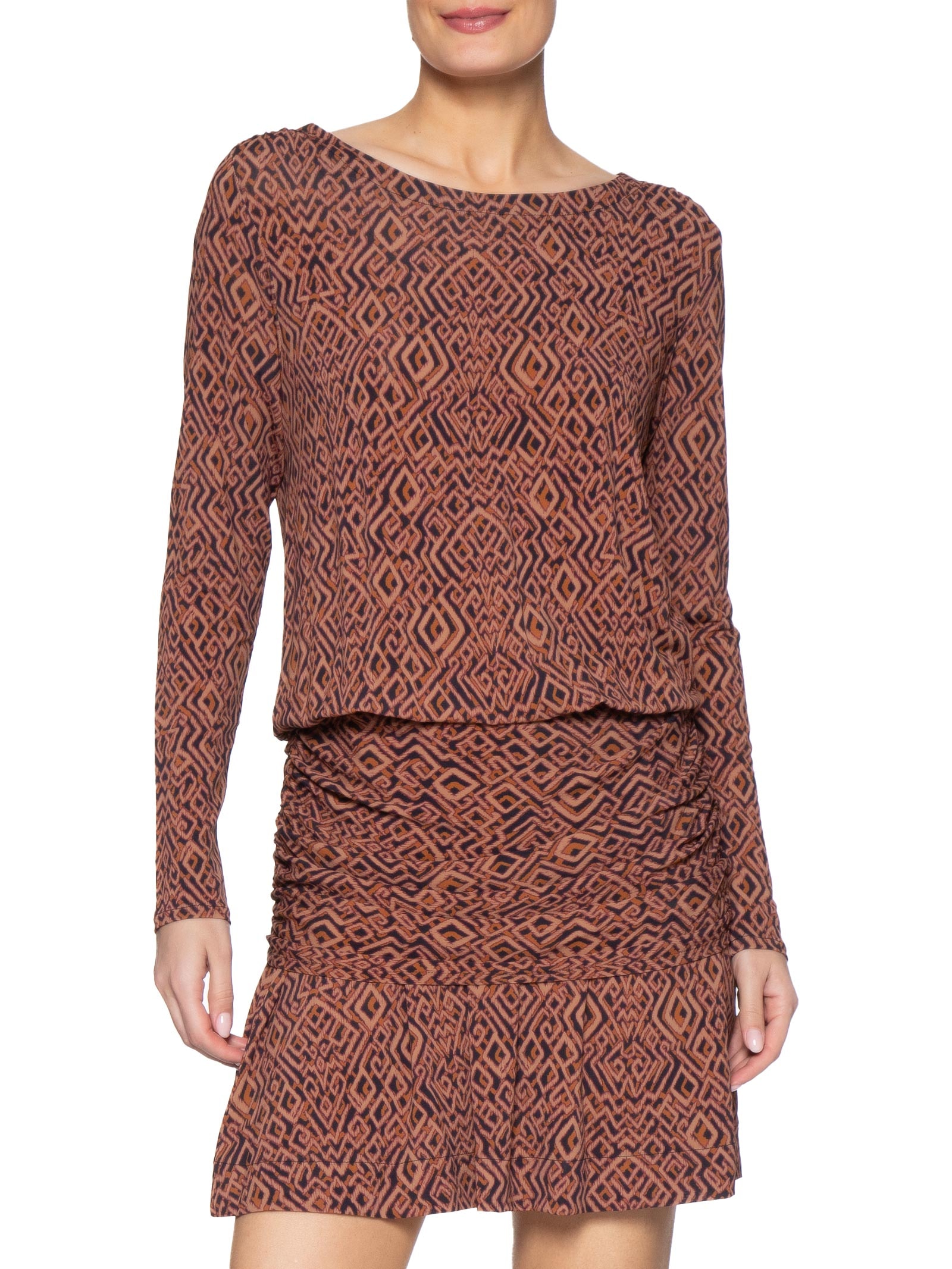 Vestido Curto Estampa Zuma B Marrom Maria Filó