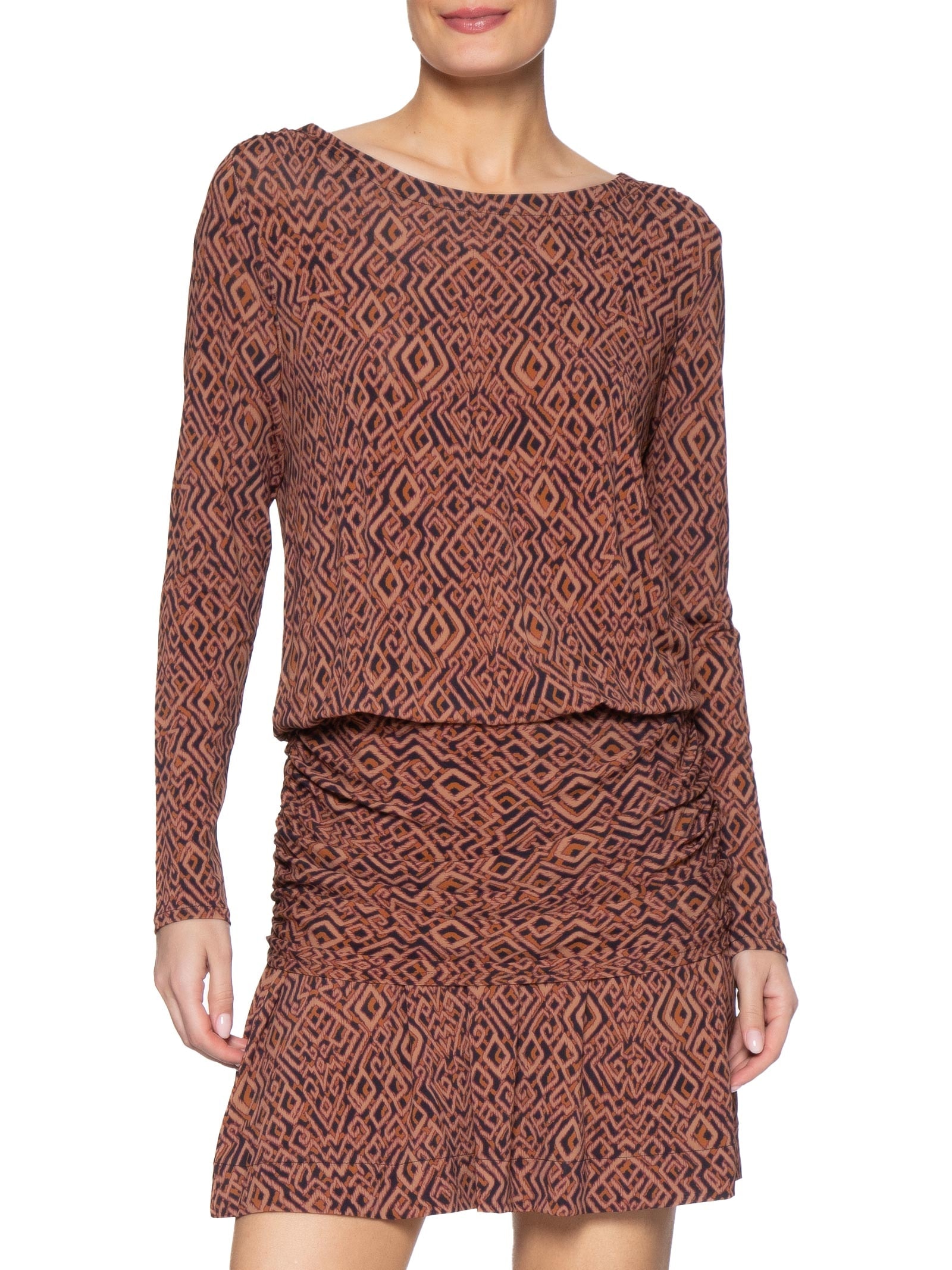 Vestido Curto Estampa Zuma B Marrom Maria Filó