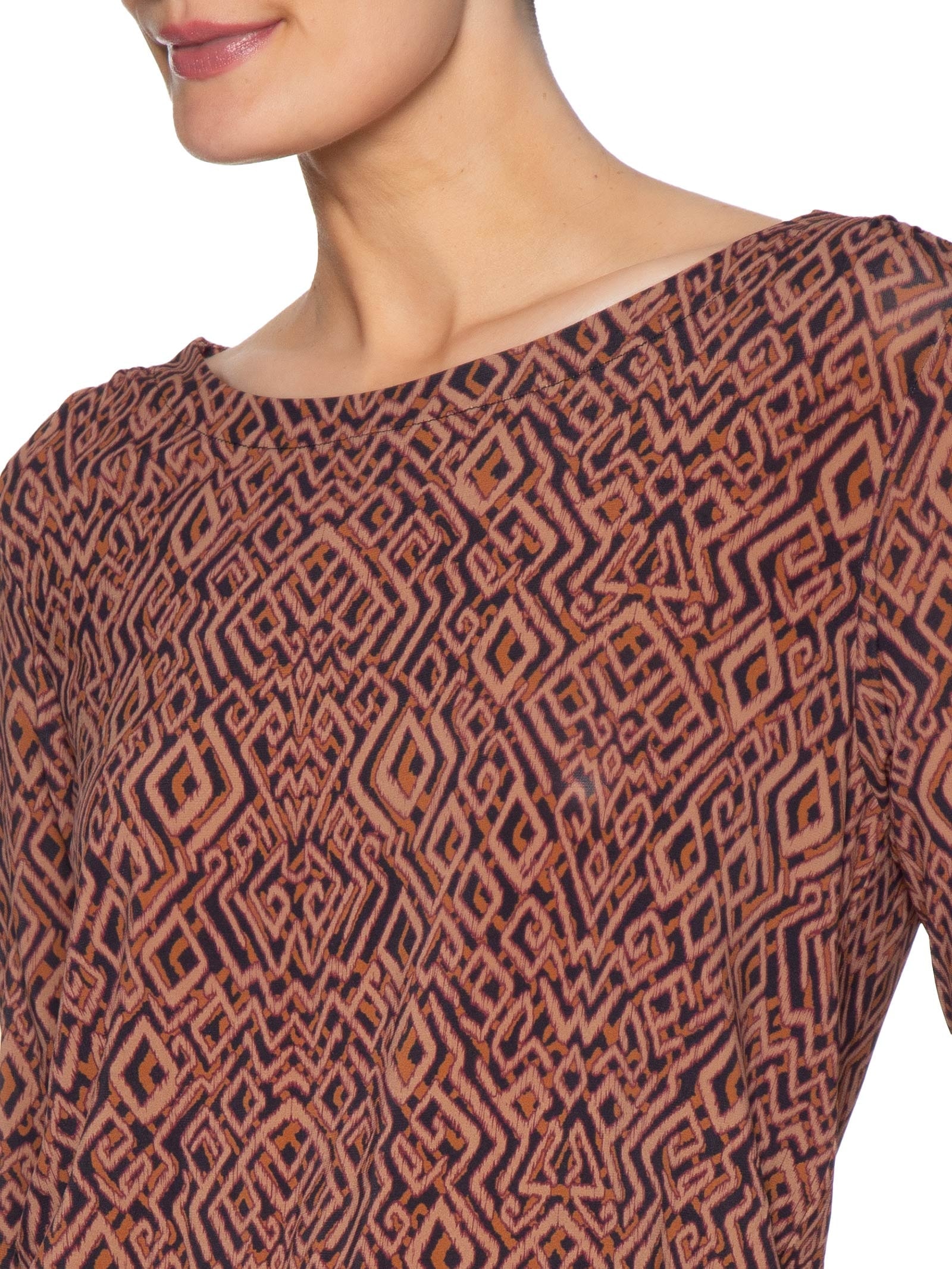 Vestido Curto Estampa Zuma B Marrom Maria Filó