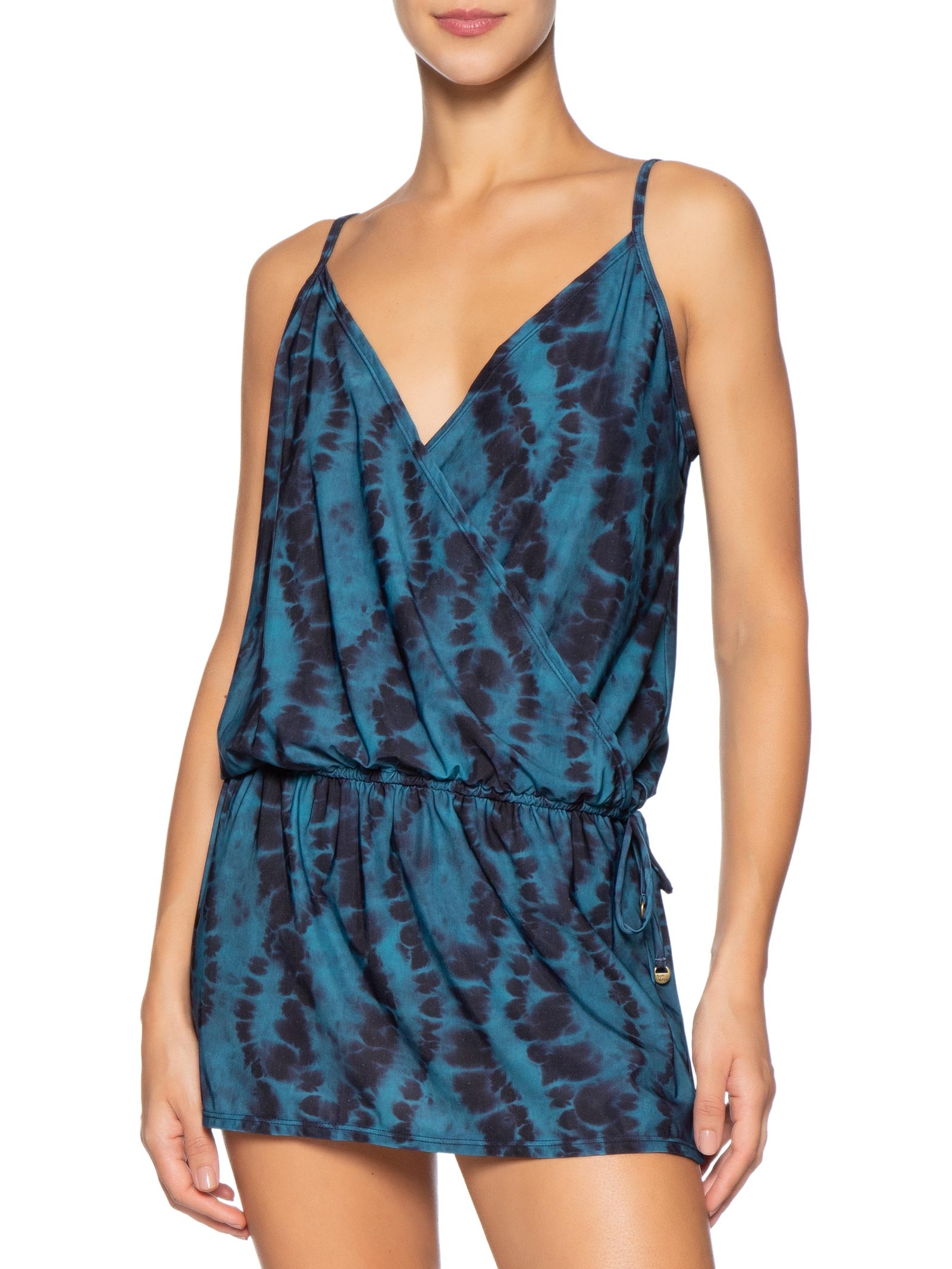 Vestido Curto Estampado Azul Água Doce