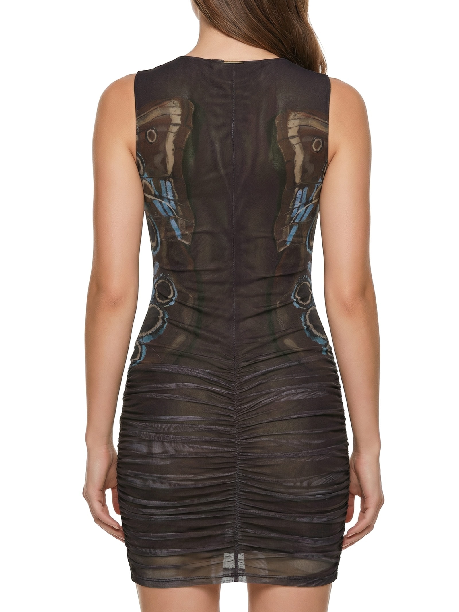 Vestido Curto Estampado Drapeado Marrom My Favorite